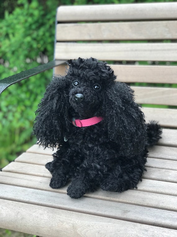 Realistic Stuffed Black Poodle With Faux Fur. Art Toy Handmade. Etsy UK