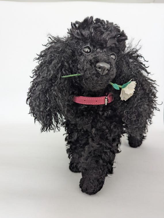 Realistic Stuffed Black Poodle With Faux Fur. Art Toy Handmade. Etsy