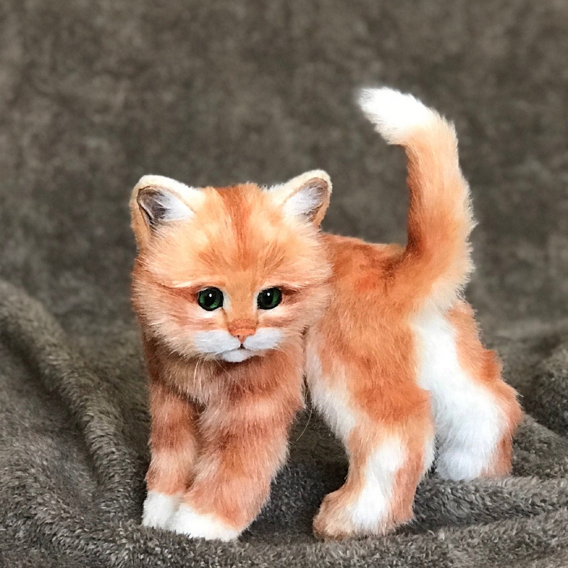 Realistic Movable Soft Toy Ginger Kitten Faux Fur Cat for Kids Etsy