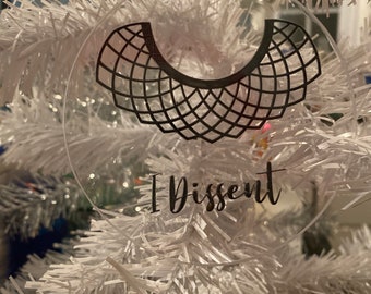 I Dissent Ornament // RBG // Ruth Bader Ginsburg // Christmas Tree // Christmas Ornament