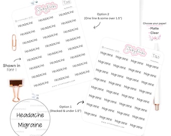 Hoofdpijn en migraine, lettertype 1 | Migraine | Hoofd doet pijn | Overweldigd | Overdenken | Scripts |  | Mat | Wissen |