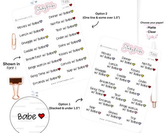 Valentijnsdagscripts lettertype 1 | Plannersticker | Jen-plannen | Koppels | Datum | Liefde | Scripts | Romantisch | Mat | Wissen |