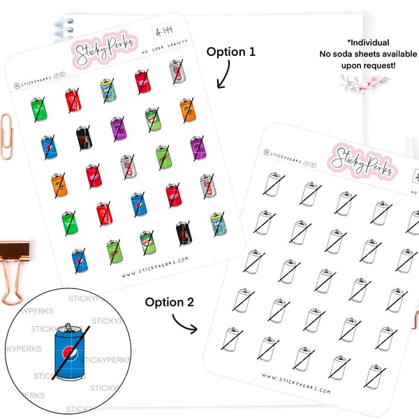 No Soda Sticker | Planner Stickers | No Coke | No Coca cola | No Pepsi | No Sprite | No Mountain Dew |