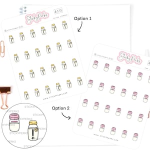 Conservazione del latte materno / Adesivo per bottiglie / Rosa / Conservazione del latte giallo / Tracker del latte / Pompa / Allattamento al seno / Vita da mamma / Piccolo / Piccolo /