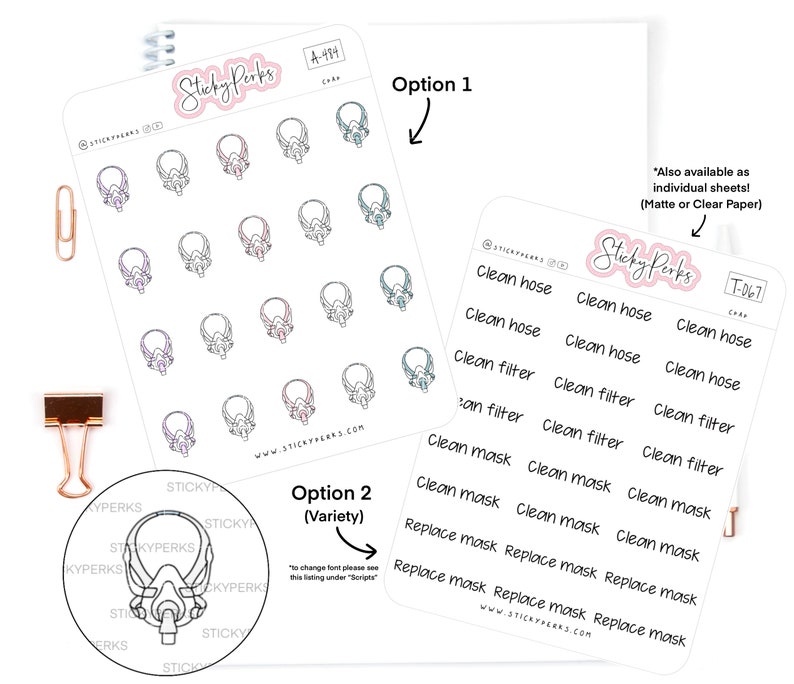 CPAP | Health | Self Care | Small Doodles | Small Planner Stickers ...
