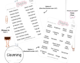 Huis- en schoonmaaklettertype 1 Script | Monsternemer | plannerstickers | Aangepast | Scripts | Tekst | ontrommelstickers | Mat | Wissen |