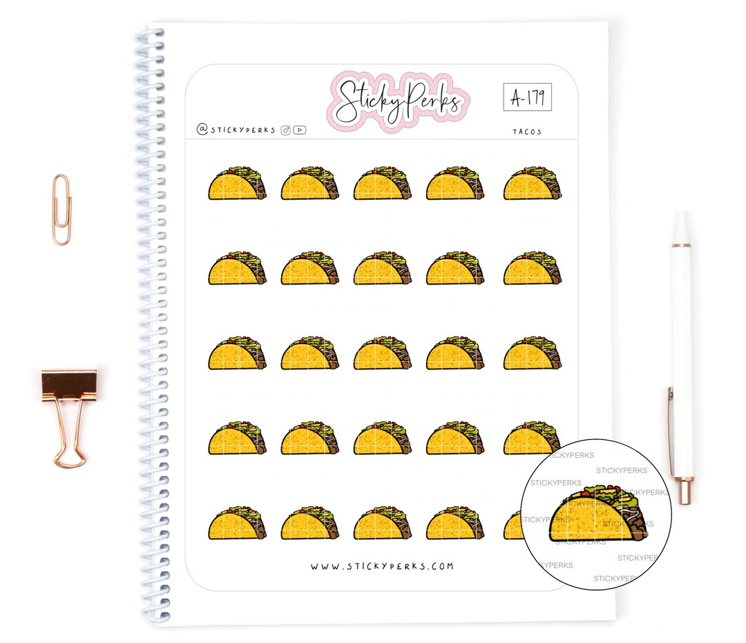 Tacos Planner Stickers Taco Tuesday Dinner Mexican Etsy