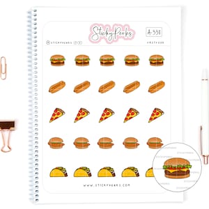 Fast Food | Planner Sticker | Hamburger | Pizza | Hotdog