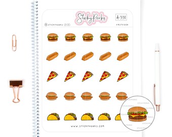 Fast Food | Planner Sticker | Hamburger | Pizza | Hotdog