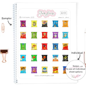 Chips / Pegatinas del Planificador / Snacks / Snacks para Niños / Comida Chatarra / Patatas Fritas /