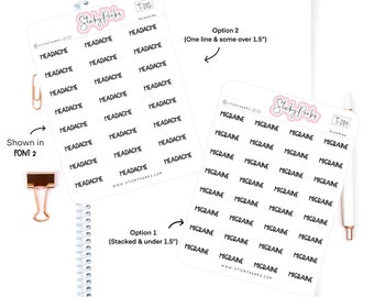 Hoofdpijn en migraine, lettertype 2 | Migraine | Hoofd doet pijn | Overweldigd | Overdenken | Scripts |  | Mat | Wissen |
