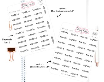 Hoofdpijn en migraine, lettertype 3 | Migraine | Hoofd doet pijn | Overweldigd | Overdenken | Scripts |  | Mat | Wissen |
