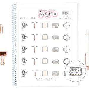 Birth Control | Planner Stickers | Pills | IUD | Patch| Ring | Reminder | Refill | Pick Up | Medicine | Women&#39;s Health