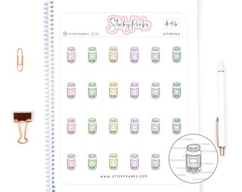 Vitamins | Health | Supplements | Vitamin C | Fitness | Planner Sticker
