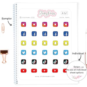 Social Media Icon Planner Sticker | Etsy | Facebook | Instagram | YouTube | influencer | planner boss | small icon |