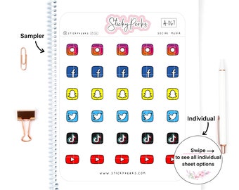 Sociale media pictogram planner sticker | Etsy | Facebook | Instagram | YouTube | beïnvloeder | planner baas | klein icoontje |