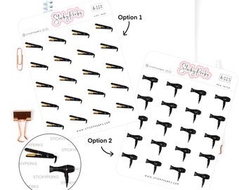 Blow Dryer & Flat Iron | Planner Stickers | Hair Dryer | Flat Iron | Do Hair | Hair Day |