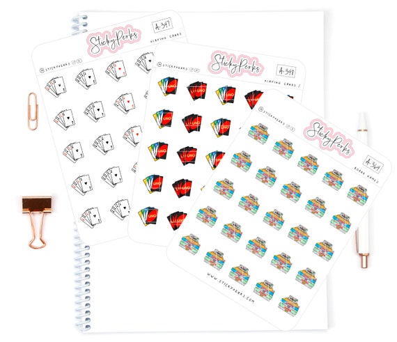 board games family calendar reminders fun cards Game Night Planner Stickers