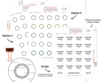 Birth Control Ring Stickers | Planner Stickers | Reminder | Refill | Pick Up | Appointment | Medicine | Women&#39;s Health | Matte | Clear |