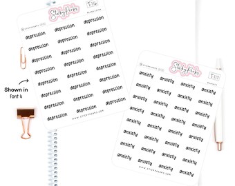 Depressie en angst, lettertype 4, script | Angst | zorgt voor een puinhoop | angstig | nerveus | verdrietig | naar beneden | slechte dag | aanmoediging | Wissen | Mat |