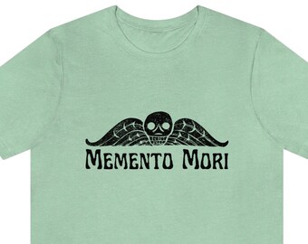 Memento Mori Winged Skull Gravestone Art Unisex Jersey Tee Shirt