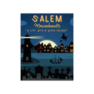 Salem Massachusetts Vintage-Style Travel Poster