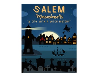 Salem Massachusetts vintage-stijl reisposter