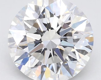May include: A round, clear, brilliant cut diamond with many facets.