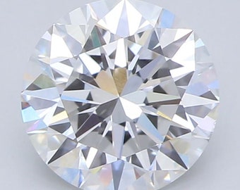 May include: A round, brilliant cut diamond with a high degree of sparkle and brilliance. The diamond is colorless and appears to be of high quality.