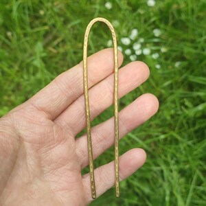 Hand Hammered Brass Hair Fork: Rustic Metal Hair Pin image 3