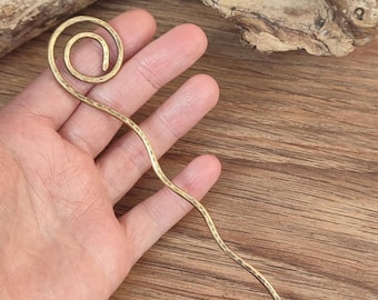 Hand Forged Brass Hair Pin - Rustic Metal Hair Stick