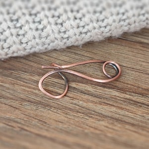 Small Copper Scarf Pin: Hammered Metal Shawl Brooch