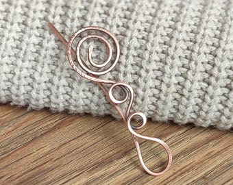 Oxidized Copper Flower Brooch: Handcrafted Cardigan Pin