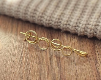 Brass Floral Shawl Pin: Handcrafted Sweater Brooch