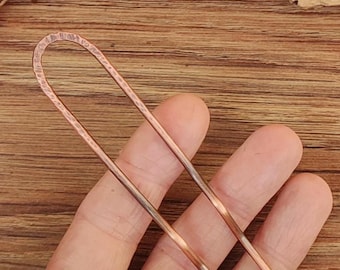 Copper hair fork, minimalist hair pin, copper hair pin, metal hair fork, rustic hair fork, hair clip, hair accessories, metal hair pin