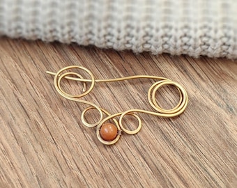 Celtic knot brass brooch, brass shawl pin