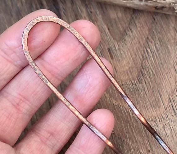 Oxidized Copper Hair Fork: Handcrafted Rustic Hair Pin  display picture 1