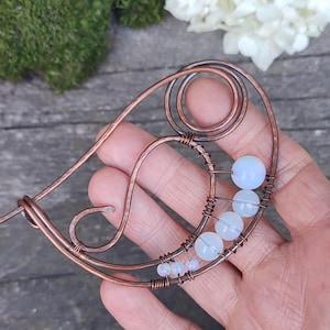 Metal brooch, cardigan brooch, sweater pin, copper shawl pin, copper scarf pin, rustic brooch for her, women&#39;s brooch, wire wrap brooch