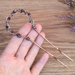 ガーネット入り酸化銅ヘアフォーク：ワイヤーラップヘアピン