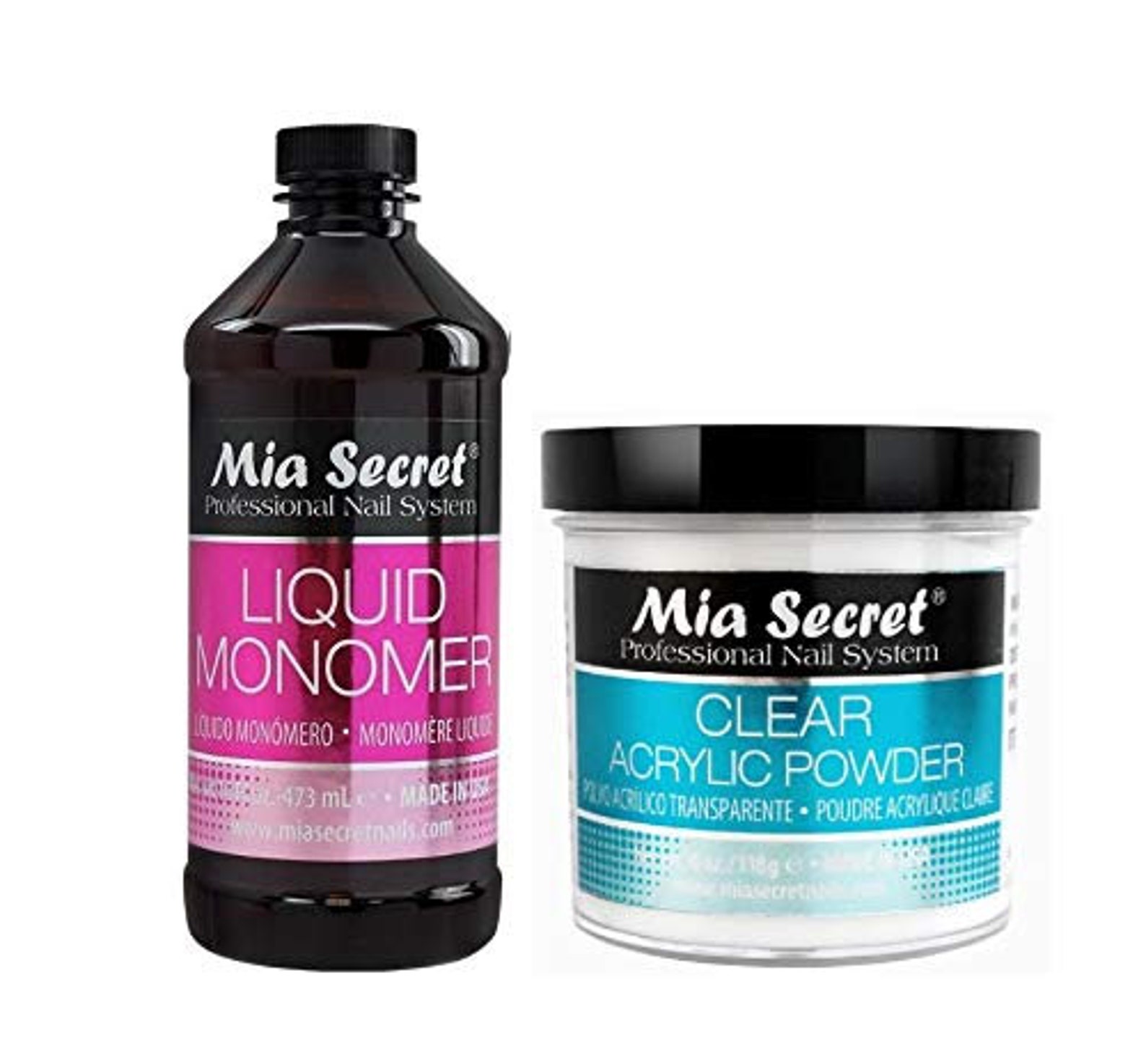 Mia Secret Liquid Monomer 16 oz Clear Acrylic Powder 4 oz Etsy