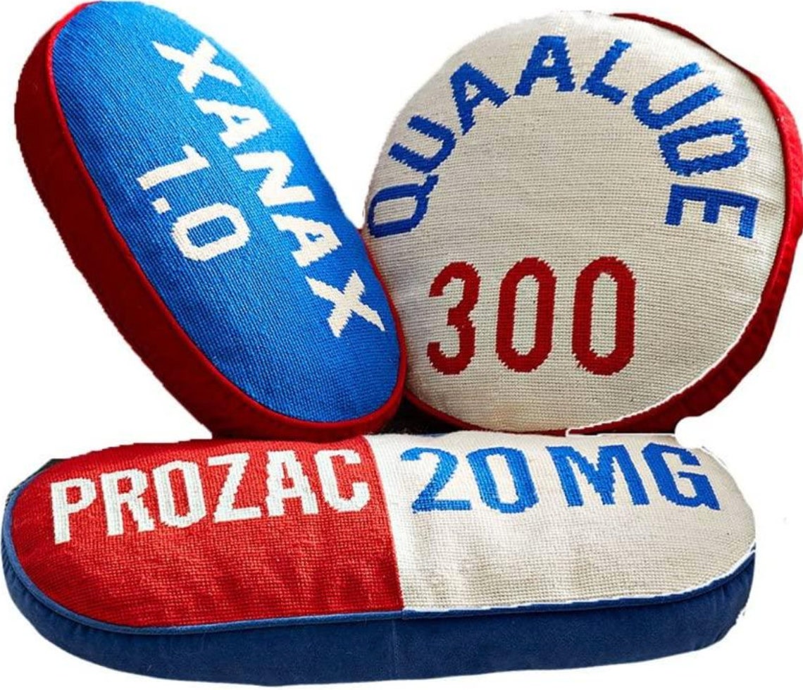 Jonathan Adler Prescription Xanax Pillow Etsy