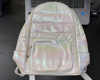 Bari Lynn White Iridescent Backpack