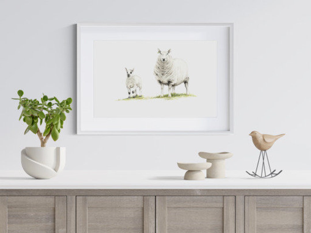 Ewe and Lamb Limited Edition Giclee Print 300x400mm. Etsy
