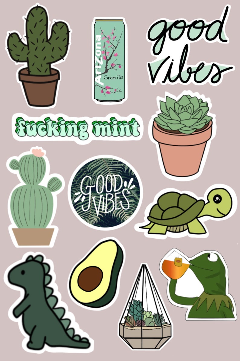 Green Aesthetic 12pc. Sticker Pack Die Cut Stickers | Etsy