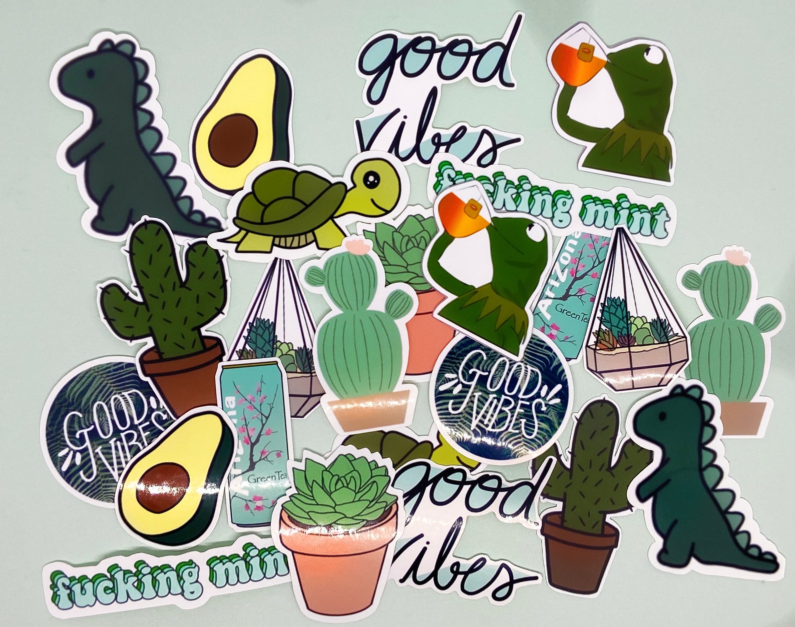 Green Aesthetic 12pc. Sticker Pack Die Cut Stickers | Etsy