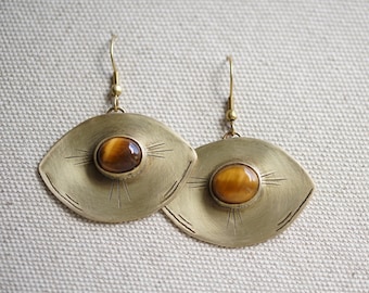 Tiger eye earrings - Eye - Dangling earrings - Earrings with stones - Tiger eyes