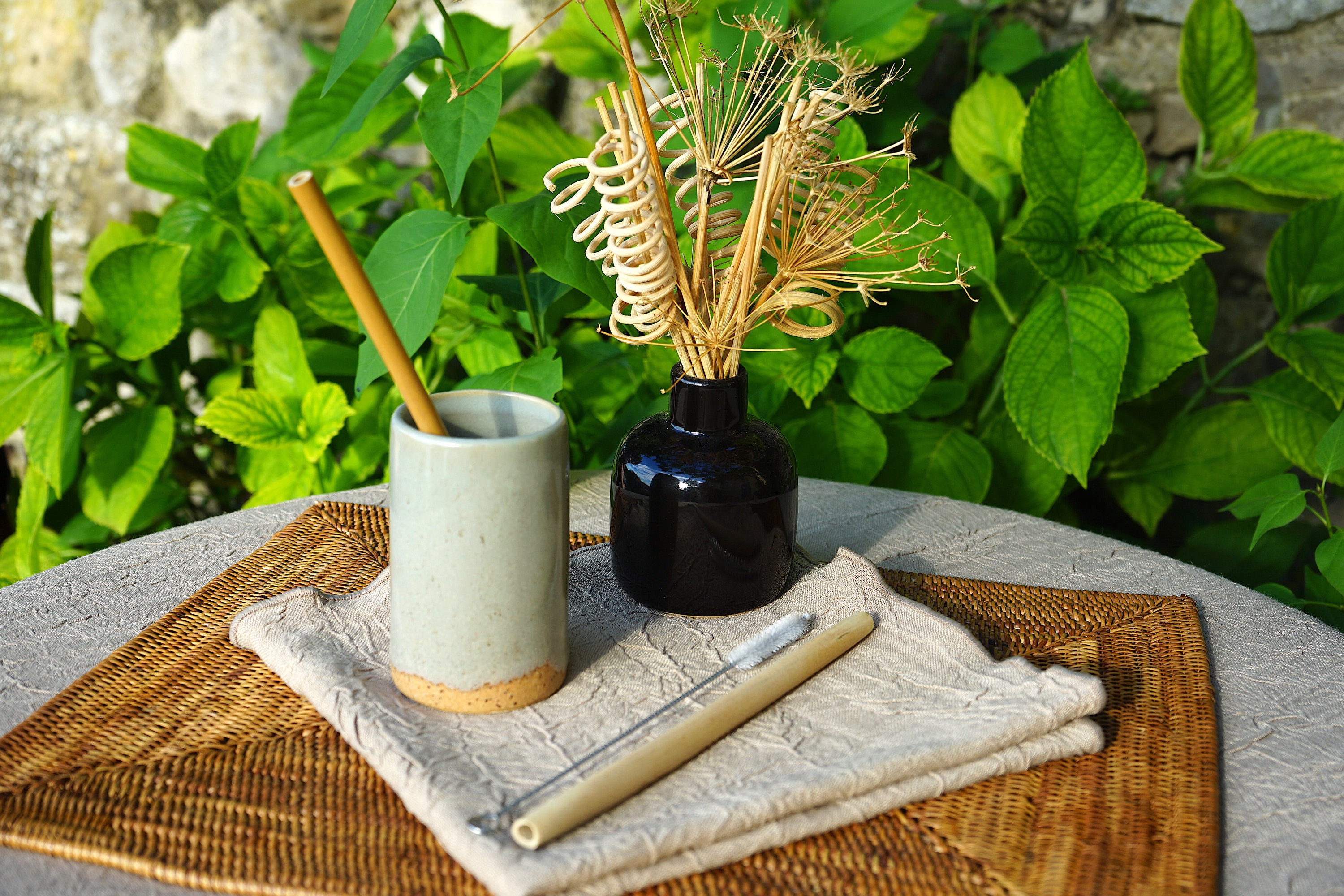 Paille en Bambou Réutilisable & Recyclable -Reusable Bamboo Straw 100% Natural - Zero Déchet - Waste