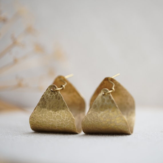 Hammered Brass Hoops Thick Hoops Brass Hammered Hoop Earrings