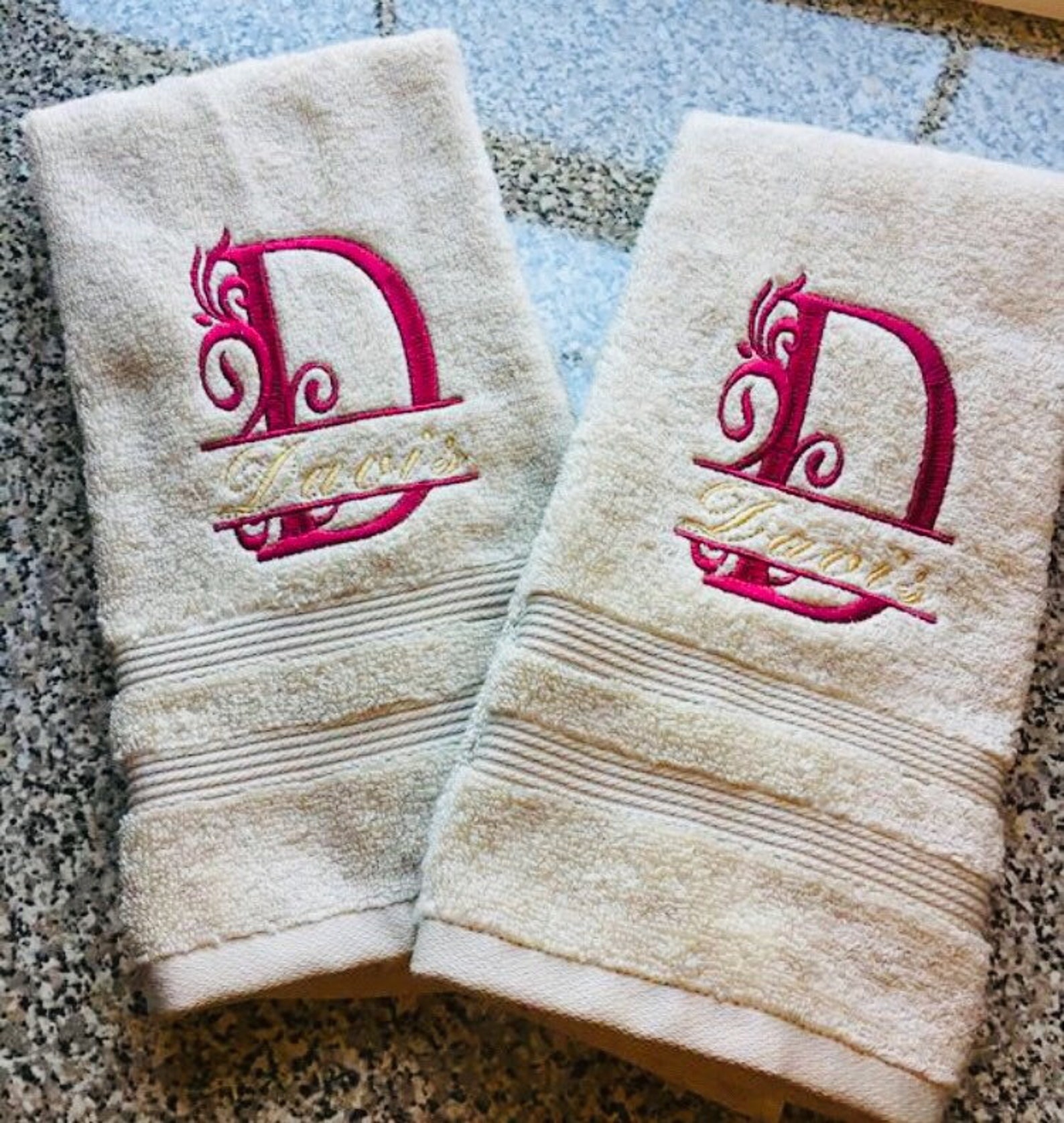 Personalized Monogram Hand Towel Set Etsy