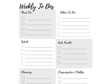 Lista de verificación semanal imprimible para tareas pendientes / Descargar